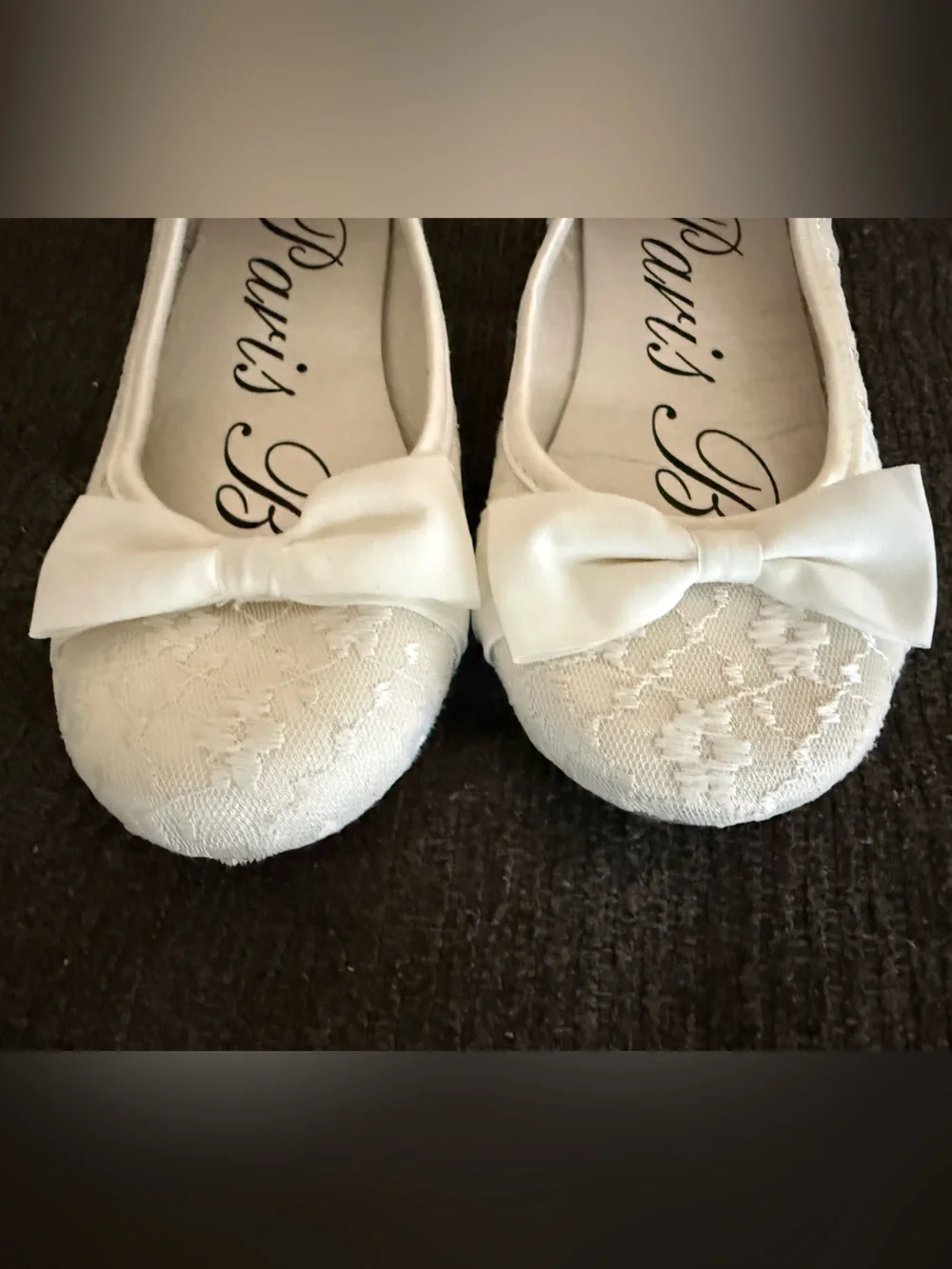 Paris Blues White Lace Bow Ballet Flats for Kids